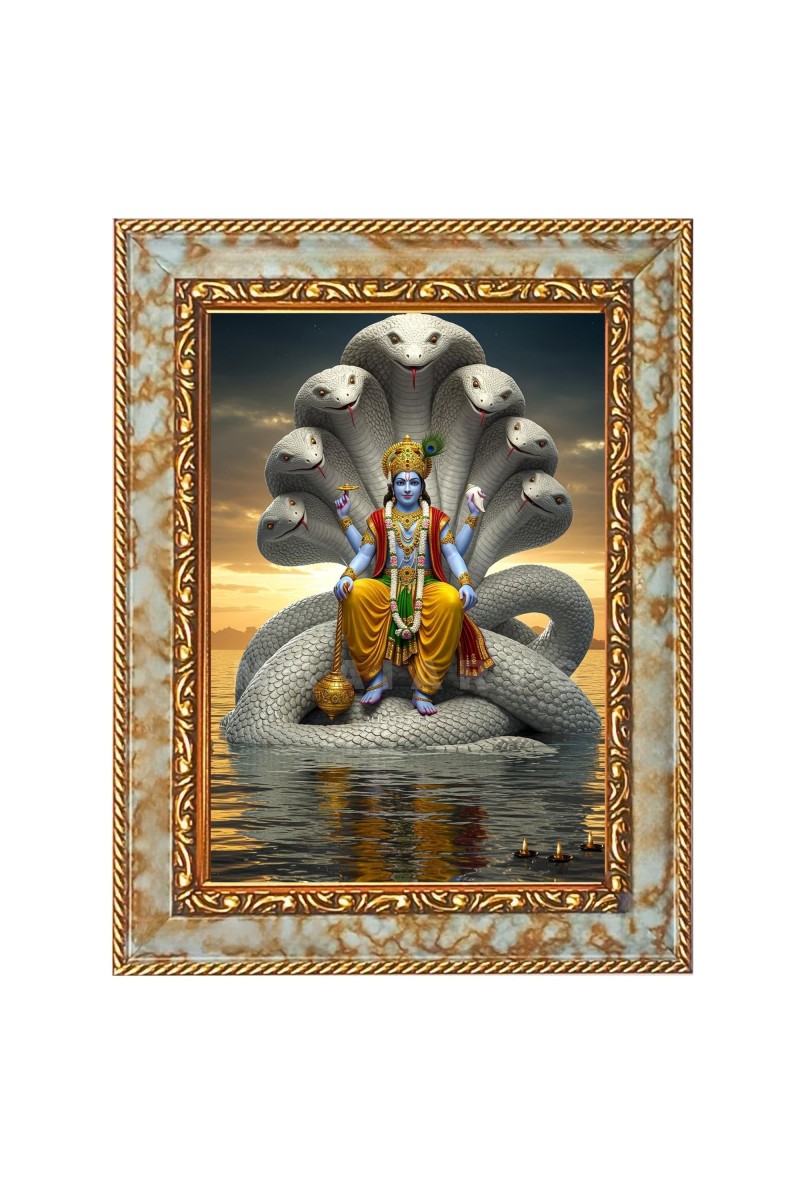 Lord Vishnu Digital Print Photo 6.7x8.7 inches (I6007) - Vibrant Religious Wall Art for Home or Office Decor.