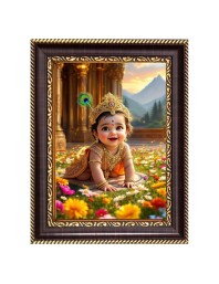 Baby Krishna Digital Print Photo 10.7x12.7 inches (I6109) - Vibrant Religious Wall Art for Home or Office Decor.