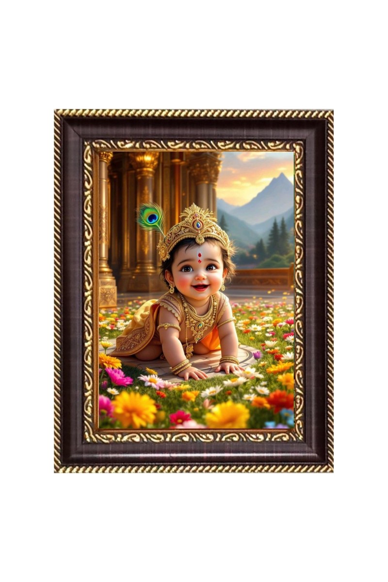 Baby Krishna Digital Print Photo 10.7x12.7 inches (I6109) - Vibrant Religious Wall Art for Home or Office Decor.