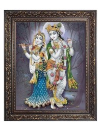 Sri Krishna with Sri Radha Big Photo Frame - 22x26 Inches for Home & Office Decoration