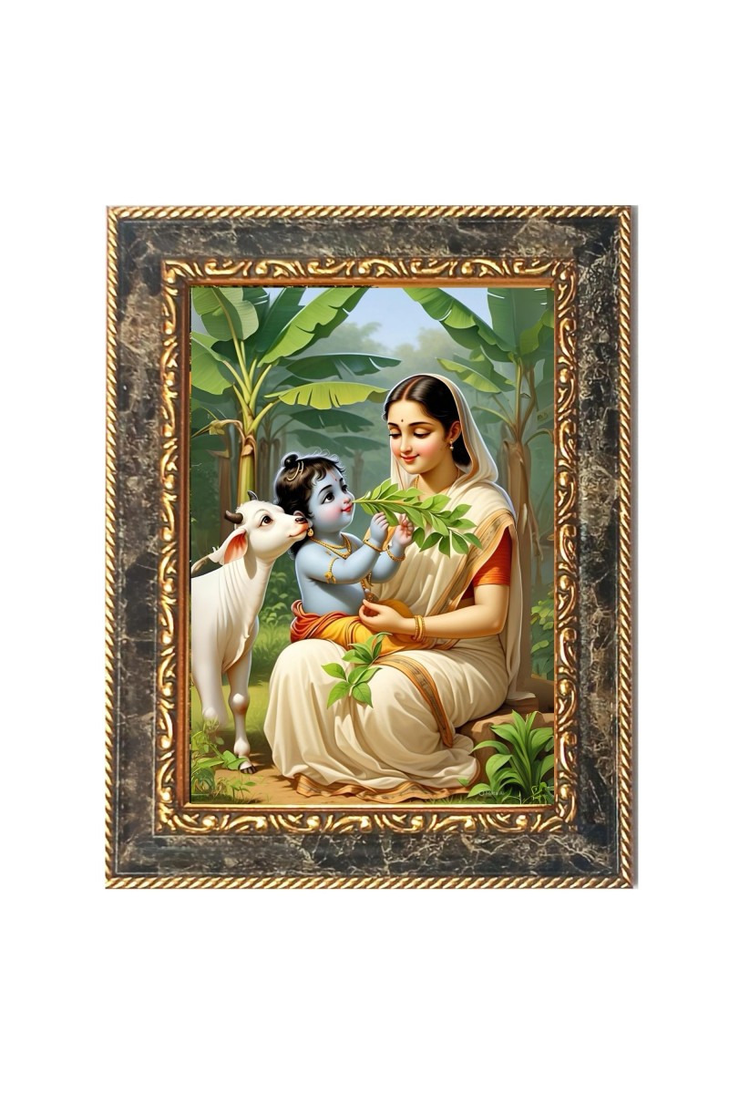 Krishna Yashoda Digital Print Photo 8.7x10.7 inches (I6028) - Vibrant Religious Wall Art for Home or Office Decor.