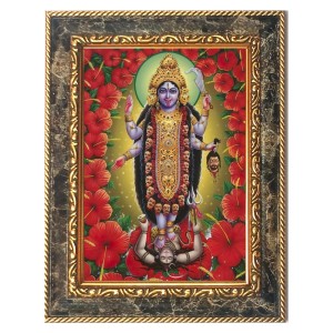Jai Maa Kali Digital Print Photo 14.7x16.7 inches (I6119) - Vibrant Religious Wall Art for Home or Office Decor.