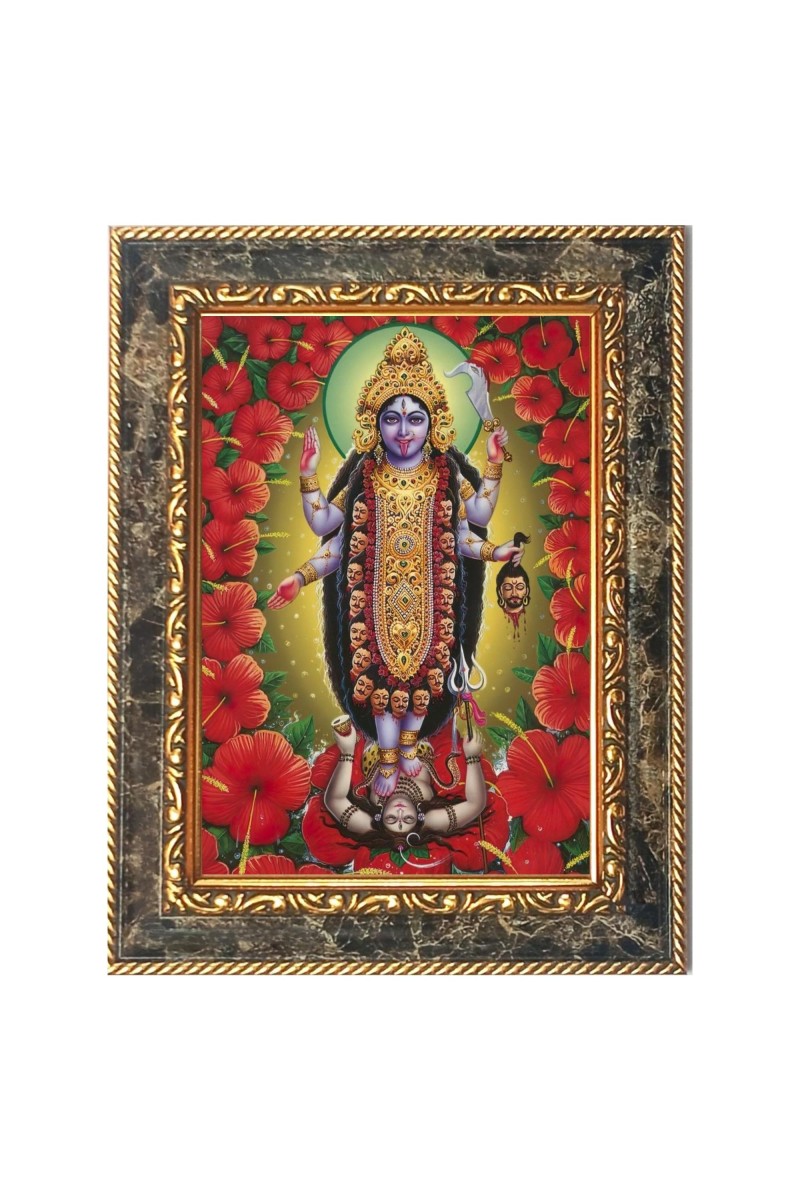Jai Maa Kali Digital Print Photo 14.7x16.7 inches (I6119) - Vibrant Religious Wall Art for Home or Office Decor.