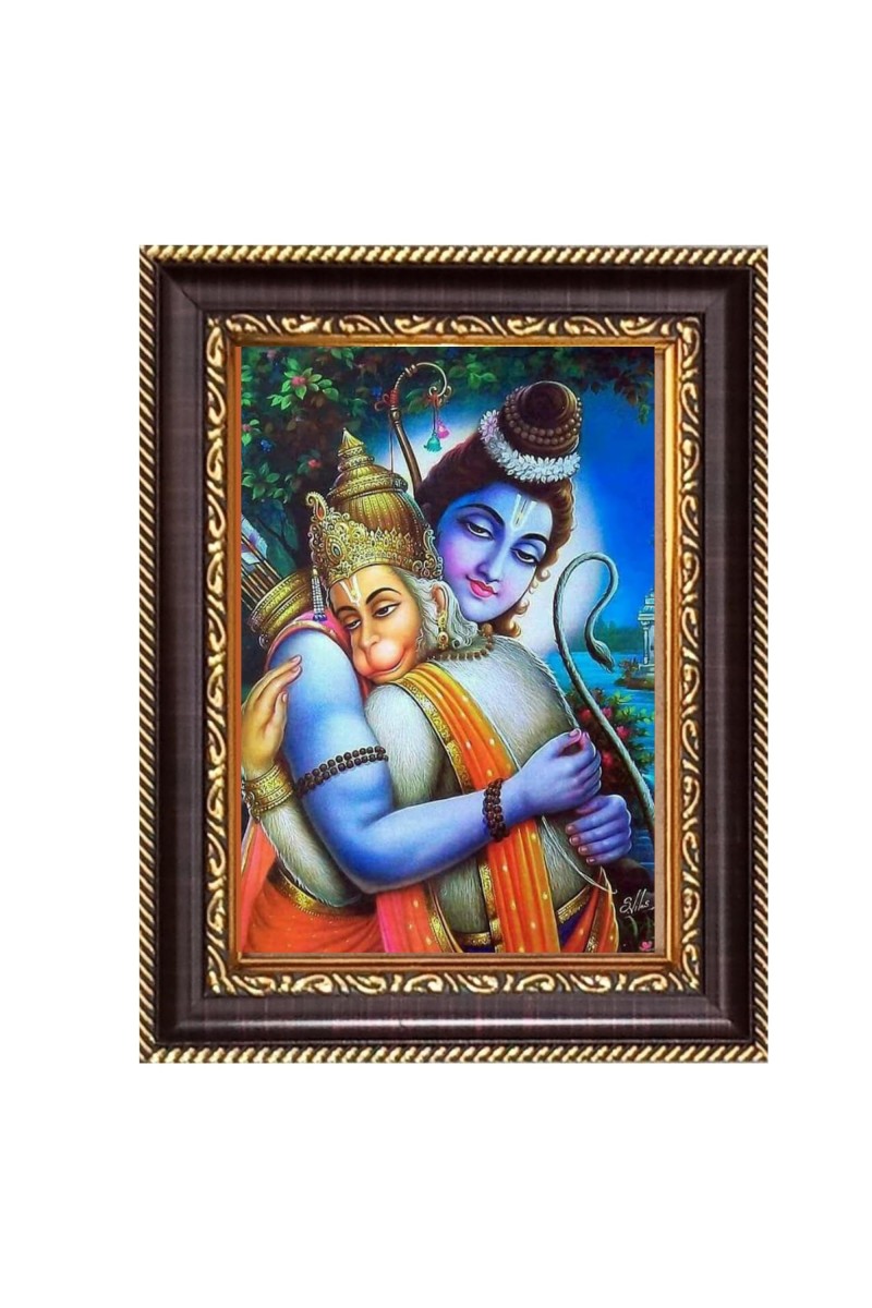 Lord Shiva and Hanuman Digital Print Photo 14.7x16.7 inches (I6063) - Vibrant Religious Wall Art for Home or Office Decor.