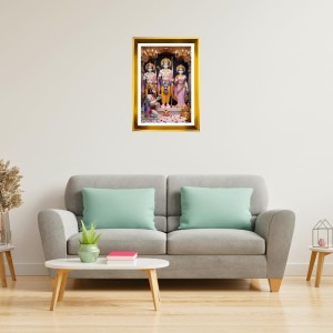Lord Ram,Sita LordLakhsman,Lord Hanuman Golden Photo Frame - 16x20 Inches | Elegant Wooden Frame For Home, Office & Temple Decoration | Spiritual Wall & Table Decor And Gift Item (F9819)