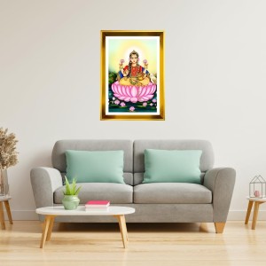 Mata Laxmi Golden Photo Frame - 10x14 Inches | Elegant Wooden Frame For Home, Office & Temple Decoration | Spiritual Wall & Table Decor And Gift Item (F9901)