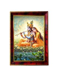 Raadhee Raadhaa Photo Frame For Wall & Table | 7x9 Inch Golden Cherry Finish | Decorative Radhee Radhaa Photo Frame For Home, Office & Pooja Room (F11425)