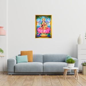 Mata Lakhsmi Golden Photo Frame - 10x14 Inches | Elegant Wooden Frame For Home, Office & Temple Decoration | Spiritual Wall & Table Decor And Gift Item (F9754)