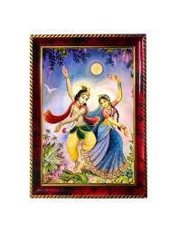 Radha Krishna Photo Frame For Wall & Table | 7x9 Inch Golden Cherry Finish | Decorative Radha Krishna Photo Frame For Home, Office & Pooja Room (F11363)