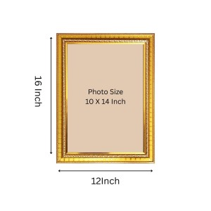 Goddess Lakshmi Golden Designer Photo Frame | 14x18 Inch Religious Wall Hanging Frame For Home, Office Decoration and Spiritual Gift Item (M5)