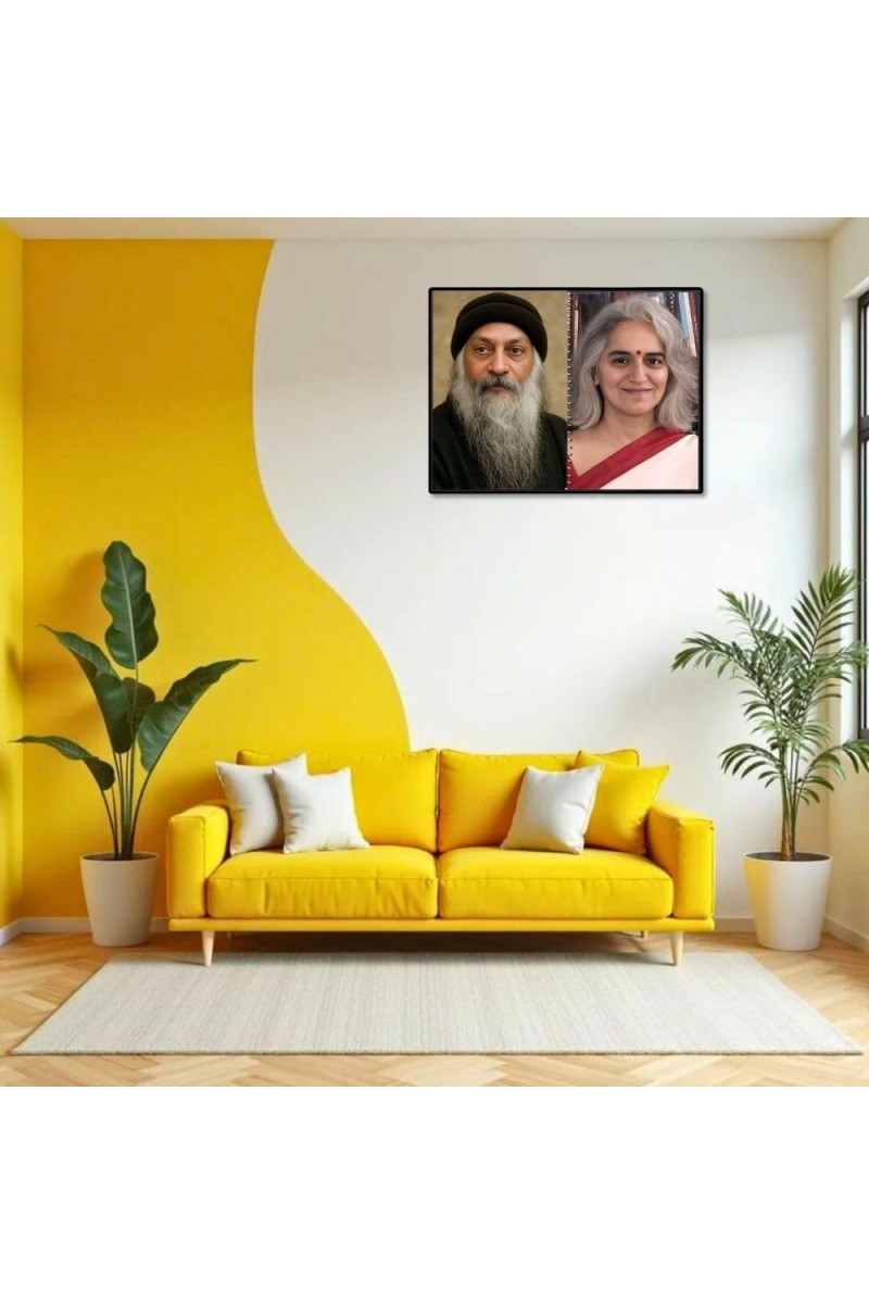 Acharya Rajneesh (Oshoo) &Maa Anand Sheela Laminated Photo - 7x9 Inches, Divine Blessings For Home & Office And Temple Decoration (F16329)