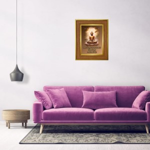 Lord Buddha Photo Frame 16x20 Inches-Brown Wooden Frame For Home, Office & Temple Decoration And Gifting (F6339)
