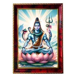 Lord Shiva Photo Frame For Wall & Table | 7x9 Inch Golden Cherry Finish | Decorative Lord Shiva Photo Frame For Home, Office & Pooja Room (F11589) Lord Shiva Photo Frame For Wall & Table | 7x9 Inch Golden Cherry Finish | Decorative Lord Shiva Photo Frame For Home, Office & Pooja Room (F11589)