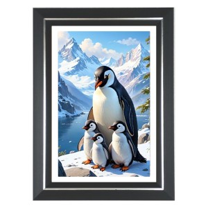 Penguins Photo Wall & Table Frame | 10x14 Inch Black Designer | Perfect For Gifting & Home Decor (F9638)
