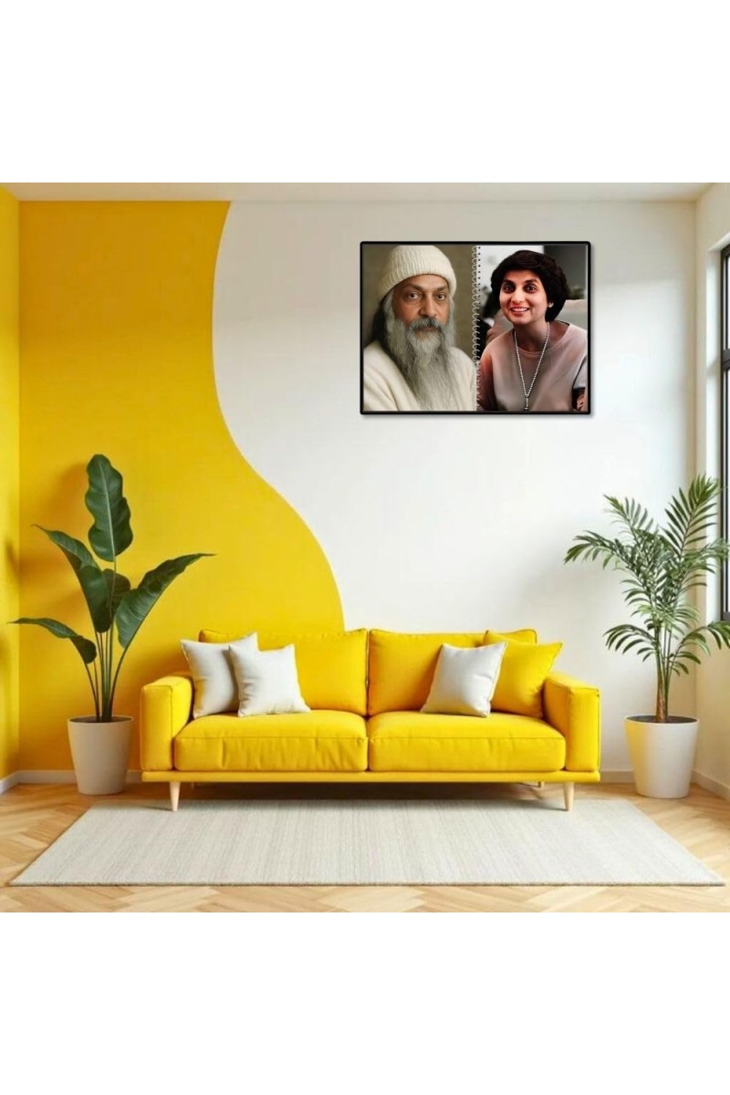 Acharya Rajneesh (Oshoo) &Maa Anand Sheela Laminated Photo - 7x9 Inches, Divine Blessings For Home & Office And Temple Decoration (F16328)