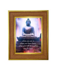 Buddha Photo Frame 10x14 Inches-Brown Wooden Frame For Home, Office & Temple Decoration And Gifting (F6315)