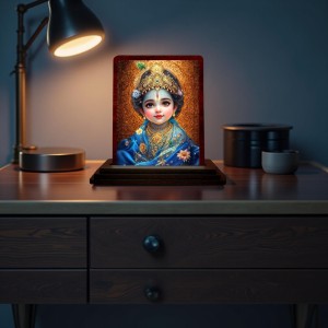 Car Desk/Table Top Lord Little Krishna Wooden Photo Stand 3x4 Inches, Compact & Stylish Spiritual Display For Car, Home & Office (Pack Of 1) (F14230) Car Desk/Table Top Lord Little Krishna Wooden Photo Stand 3x4 Inches, Compact & Stylish Spiritual Display For Car, Home & Office (Pack Of 1) (F14230)