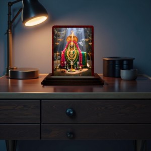 Car Desk/Table Top Arulmigu Annamalaiyar(Lord Shivaa) Wooden Photo Stand 3x4 Inches, Compact & Stylish Spiritual Display For Car, Home & Office (Pack Of 1) (F14315)