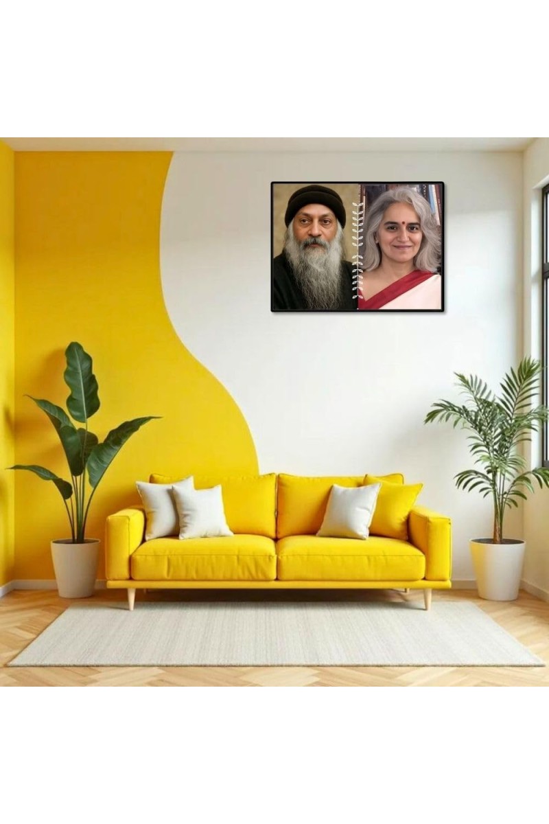 Acharya Rajneesh (Oshoo) &Maa Anand Sheela Laminated Photo - 7x9 Inches, Divine Blessings For Home & Office And Temple Decoration (F16174)
