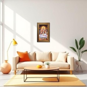 Goddess Saraswathi Digital Golden Balck Color Photo Frame | Hindu Religious Wall Decor | 10x16 Inches - Inspirational Wall Art For Office, Home Decor - Ideal Spiritual Gift (F16667)