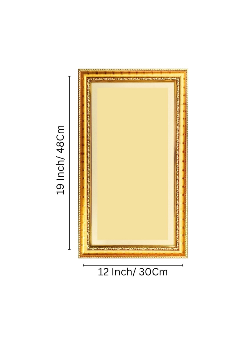 Mata Laxmi Digital Golden Color Photo Frame | Hindu Religious Wall Decor | 12x19 Inches - Inspirational Wall Art For Office, Home Decor - Ideal Spiritual Gift (F10387)