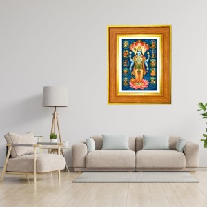 Lord Vishnu Photo Frame 18x22 Inches-Brown Wooden Frame For Home, Office & Temple Decoration And Gifting (F6444)
