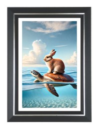 Rabbit And Tortoise Photo Wall & Table Frame | 10x14 Inch Black Designer | Perfect For Gifting & Home Decor (F9640)