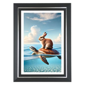 Rabbit And Tortoise Photo Wall & Table Frame | 10x14 Inch Black Designer | Perfect For Gifting & Home Decor (F9640) Rabbit And Tortoise Photo Wall & Table Frame | 10x14 Inch Black Designer | Perfect For Gifting & Home Decor (F9640)