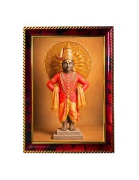 Lord Vithoba Photo Frame For Wall & Table | 7x9 Inch Golden Cherry Finish | Decorative Lord Vithoba Photo Frame For Home, Office & Pooja Room (F11675)