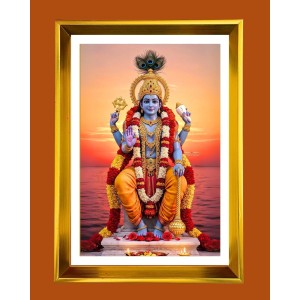 Lord Vishnu Golden Photo Frame - 12x16 Inches | Elegant Wooden Frame For Home, Office & Temple Decoration | Spiritual Wall & Table Decor And Gift Item (F9680) Lord Vishnu Golden Photo Frame - 12x16 Inches | Elegant Wooden Frame For Home, Office & Temple Decoration | Spiritual Wall & Table Decor And Gift Item (F9680)