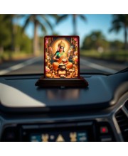 Car Desk/Table Top Annapurna Devi Wooden Photo Stand 3x4 Inches, Compact & Stylish Spiritual Display For Car, Home & Office (Pack Of 1) (F14372)