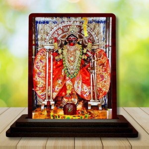 Car Desk/Table Top Maa Kali Matha Wooden Photo Stand 3x4 Inches, Compact & Stylish Spiritual Display For Car, Home & Office (Pack Of 1) (F14143)