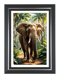 Elephant Photo Wall & Table Frame | 10x14 Inch Black Designer | Perfect For Gifting & Home Decor (F9628)