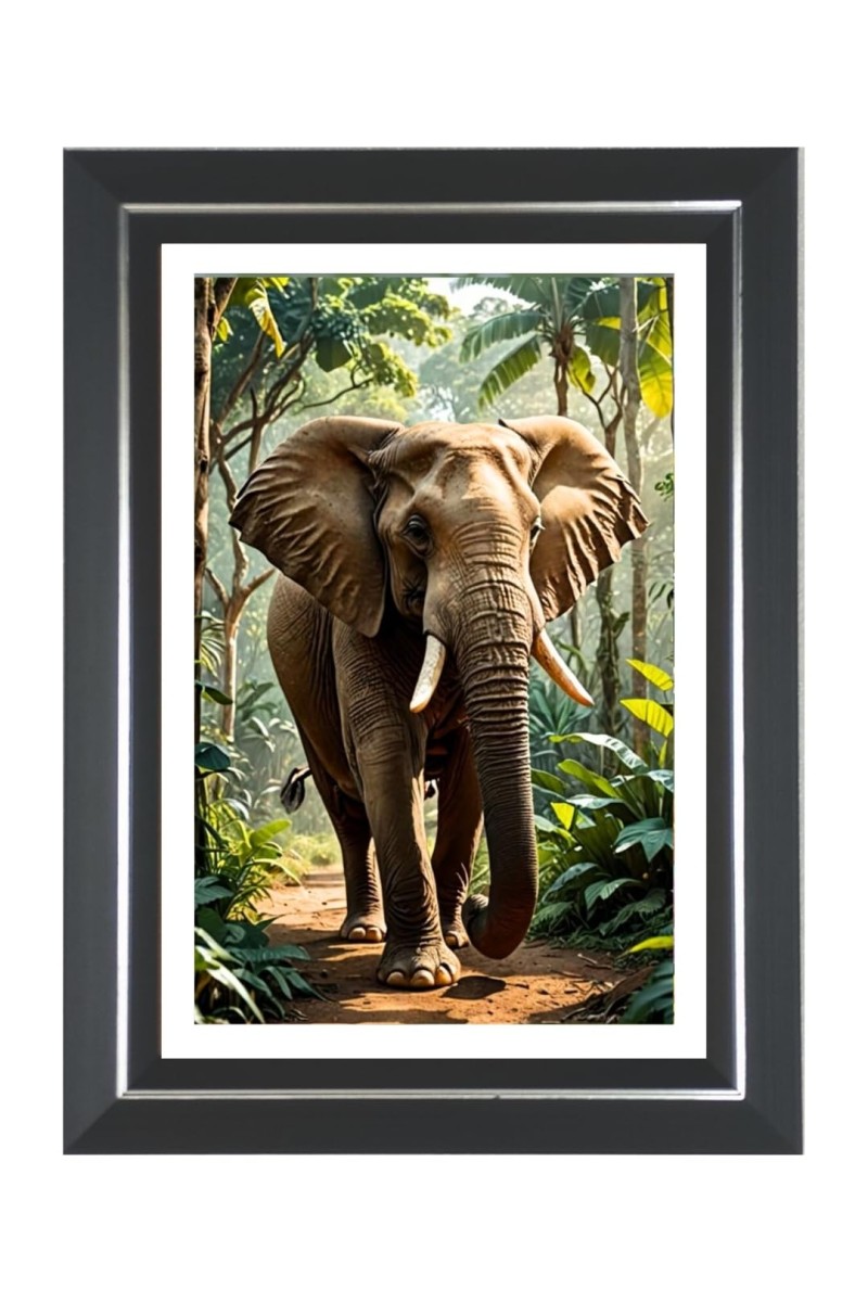 Elephant Photo Wall & Table Frame | 10x14 Inch Black Designer | Perfect For Gifting & Home Decor (F9628)