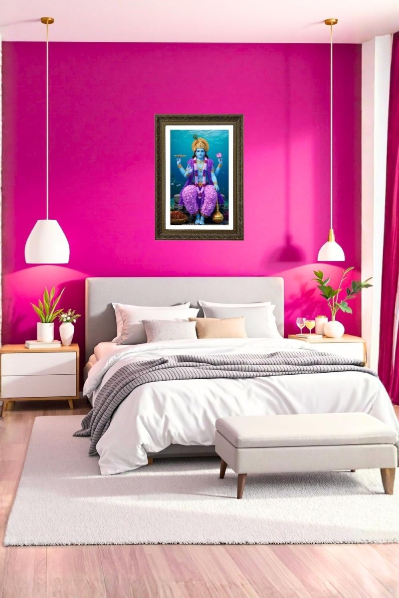 Lord Vishnu Big Photo Frame - 20x28 Inches For Home,Temple & Office Decoration (F10710)