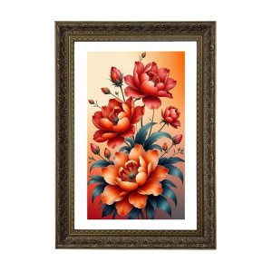 Floral Painting Print Big Photo Frame - 20x28 Inches For Home,Temple & Office Decoration (F10999)