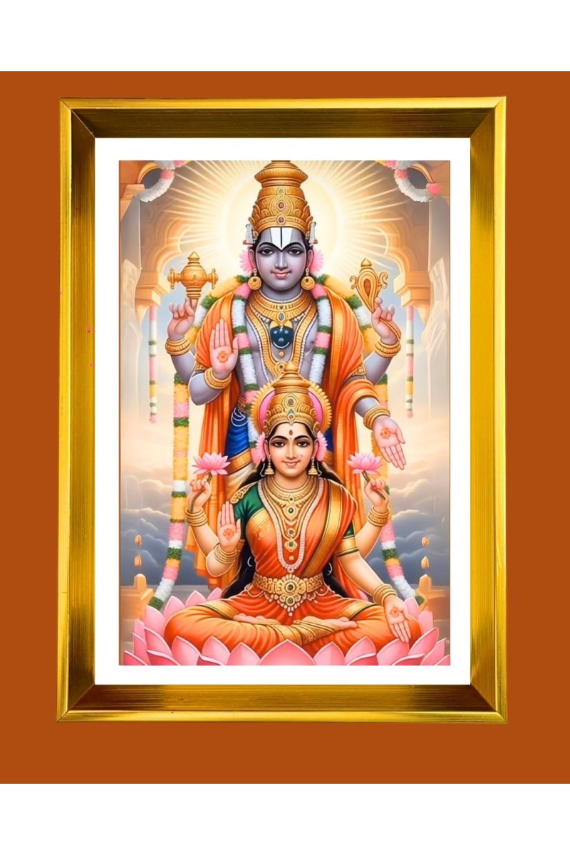Lord Venkateswara Golden Photo Frame - 16x20 Inches | Elegant Wooden Frame For Home, Office & Temple Decoration | Spiritual Wall & Table Decor And Gift Item (F9695)