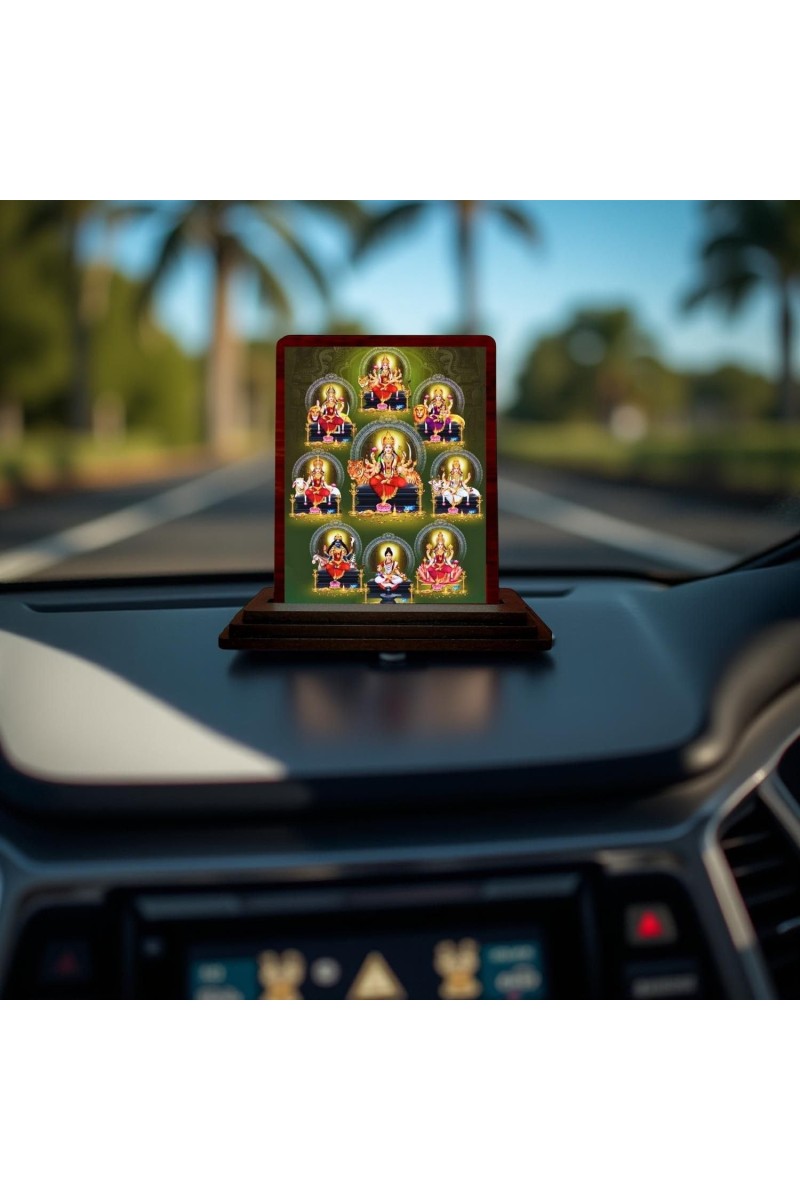 Car Desk/Table Top Ashta Lakshmi Wooden Photo Stand 3x4 Inches, Compact & Stylish Spiritual Display For Car, Home & Office (Pack Of 1) (F14153)