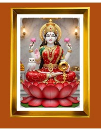 Mata Laxmi Golden Photo Frame - 10x14 Inches | Elegant Wooden Frame For Home, Office & Temple Decoration | Spiritual Wall & Table Decor And Gift Item (F9806)