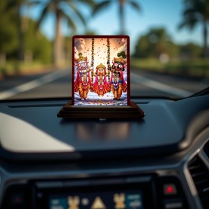 Car Desk/Table Top Lord Jagannath Wooden Photo Stand 3x4 Inches, Compact & Stylish Spiritual Display For Car, Home & Office (Pack Of 1) (F14497) Car Desk/Table Top Lord Jagannath Wooden Photo Stand 3x4 Inches, Compact & Stylish Spiritual Display For Car, Home & Office (Pack Of 1) (F14497)