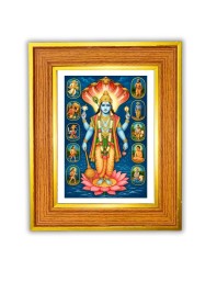 Lord Vishnu Photo Frame 18x22 Inches-Brown Wooden Frame For Home, Office & Temple Decoration And Gifting (F6444)