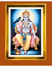 Lord Shani Golden Photo Frame - 12x16 Inches | Elegant Wooden Frame For Home, Office & Temple Decoration | Spiritual Wall & Table Decor And Gift Item (F9699)