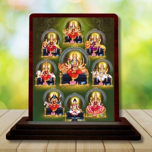 Car Desk/Table Top Ashta Lakshmi Wooden Photo Stand 3x4 Inches, Compact & Stylish Spiritual Display For Car, Home & Office (Pack Of 1) (F14153)