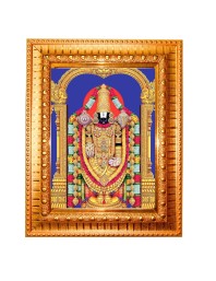 Lord Venkateswara Golden Designer Photo Frame | 10x14 Inch Religious Wall Hanging Frame For Home & Office Decoration | Hindu Deity Lord Venkateswara Spiritual Gift Item