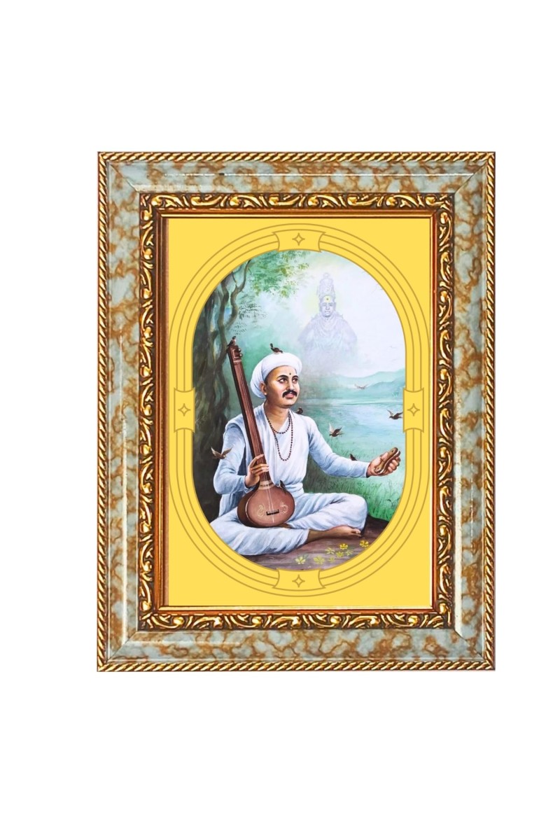 Sant Namdev Maharaj Spiritual Guru Digital Photo In Designer Frame, Size 14x18 Inch | Hindu Religious Picture For Home Temple, Office & Gift | Wall Art & Pooja Decor (F10410)