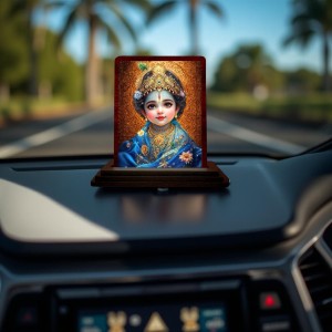Car Desk/Table Top Lord Little Krishna Wooden Photo Stand 3x4 Inches, Compact & Stylish Spiritual Display For Car, Home & Office (Pack Of 1) (F14230) Car Desk/Table Top Lord Little Krishna Wooden Photo Stand 3x4 Inches, Compact & Stylish Spiritual Display For Car, Home & Office (Pack Of 1) (F14230)