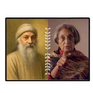 Acharya Rajneesh (Oshoo) &Maa Anand Sheela Laminated Photo - 7x9 Inches, Divine Blessings For Home & Office And Temple Decoration (F16178)