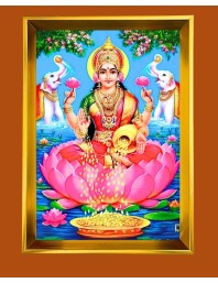 Mata Lakhsmi Golden Photo Frame - 10x14 Inches | Elegant Wooden Frame For Home, Office & Temple Decoration | Spiritual Wall & Table Decor And Gift Item (F9754)