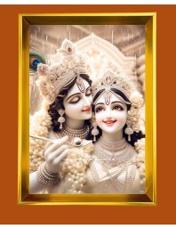 Golden Photo Frame - 12x16 Inches | Elegant Wooden Frame For Home, Office & Temple Decoration | Spiritual Wall & Table Decor And Gift Item