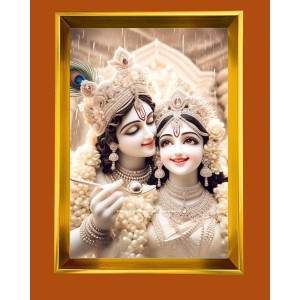 Golden Photo Frame - 12x16 Inches | Elegant Wooden Frame For Home, Office & Temple Decoration | Spiritual Wall & Table Decor And Gift Item